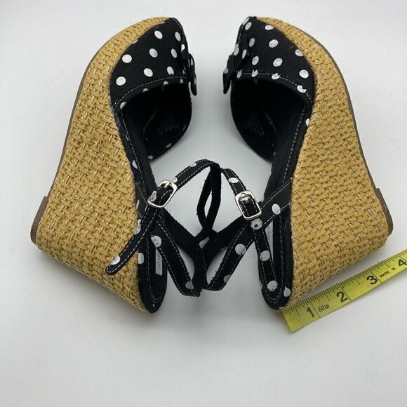 Xhilaration Polka Dot Wedge Sandals Black/White Color Size 7 - Picture 6 of 9